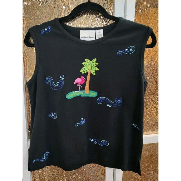 Michael Simon Tops - Michael Simon Top Flamingo Tropical Small Black